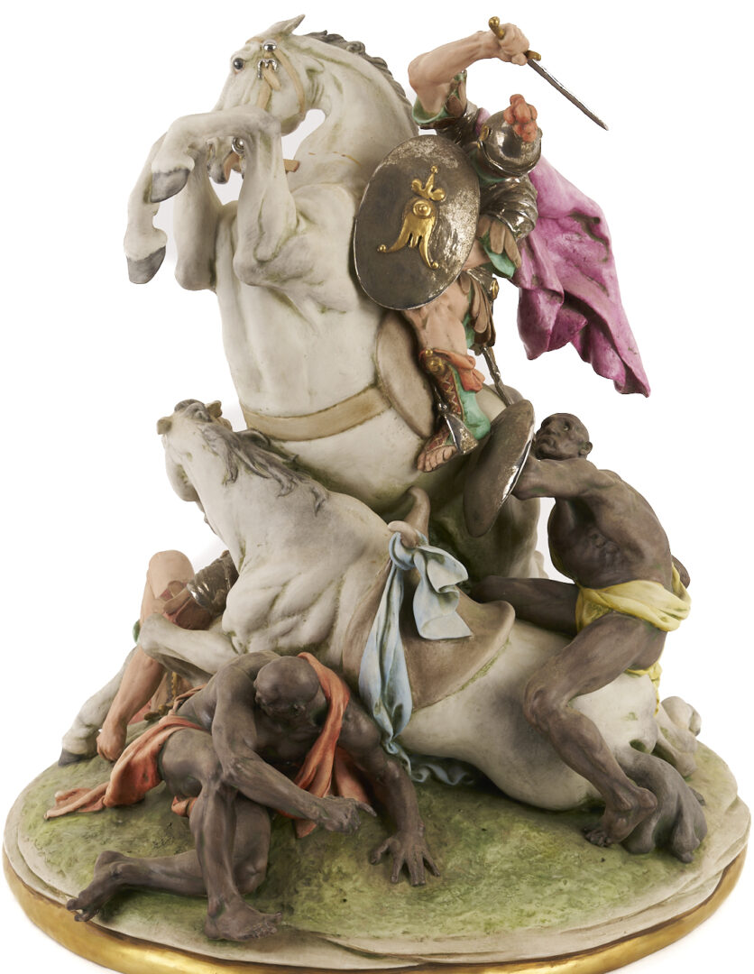 Lot 781: Large Capodimonte Ceramic Battle Sculpture