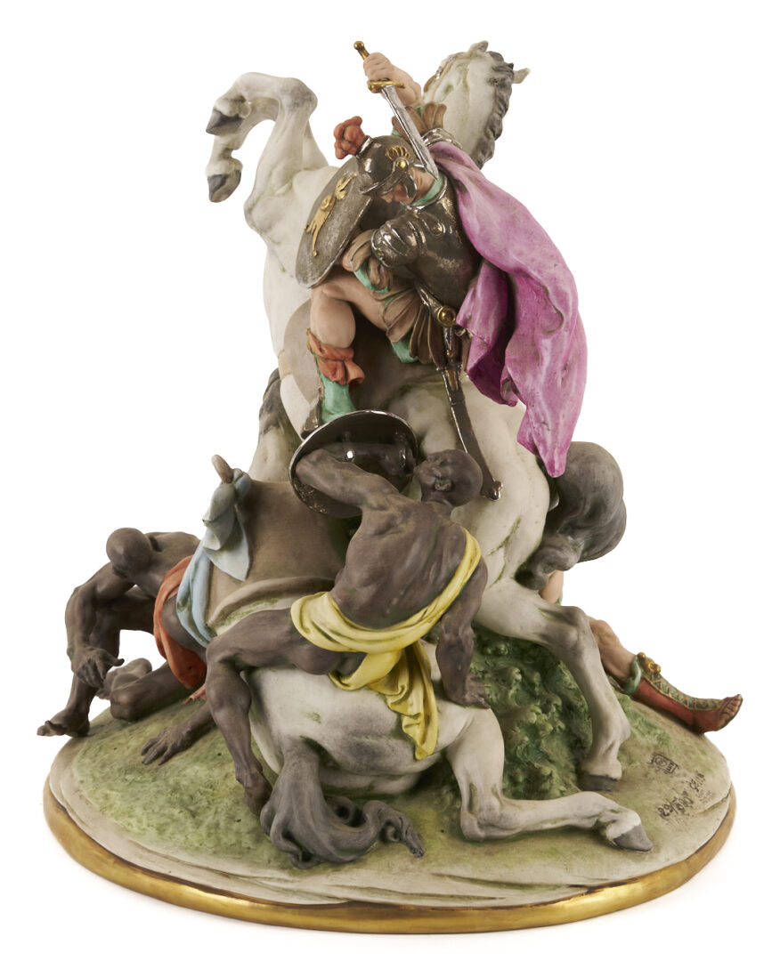 Lot 781: Large Capodimonte Ceramic Battle Sculpture