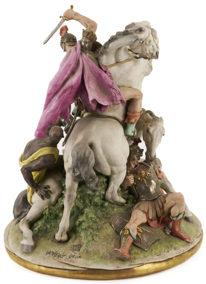 Lot 781: Large Capodimonte Ceramic Battle Sculpture