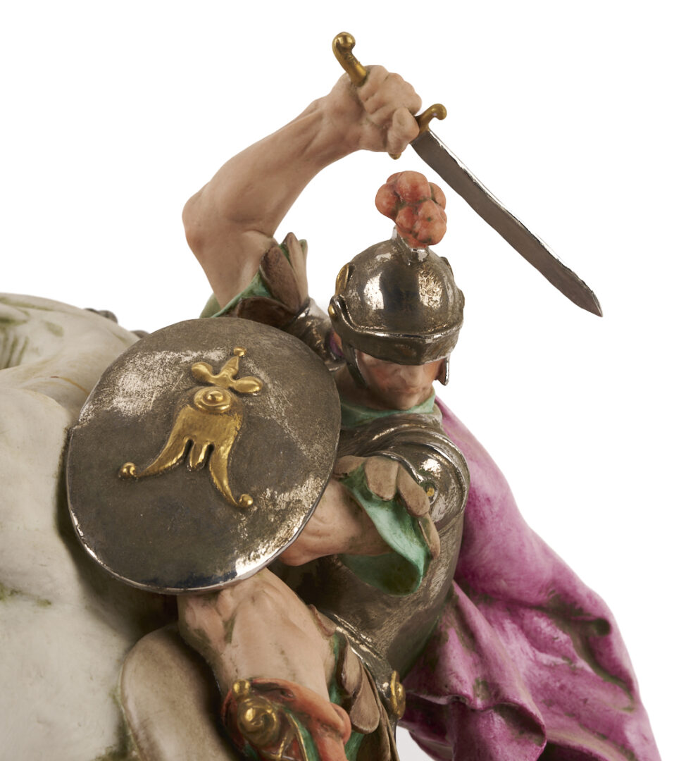 Lot 781: Large Capodimonte Ceramic Battle Sculpture