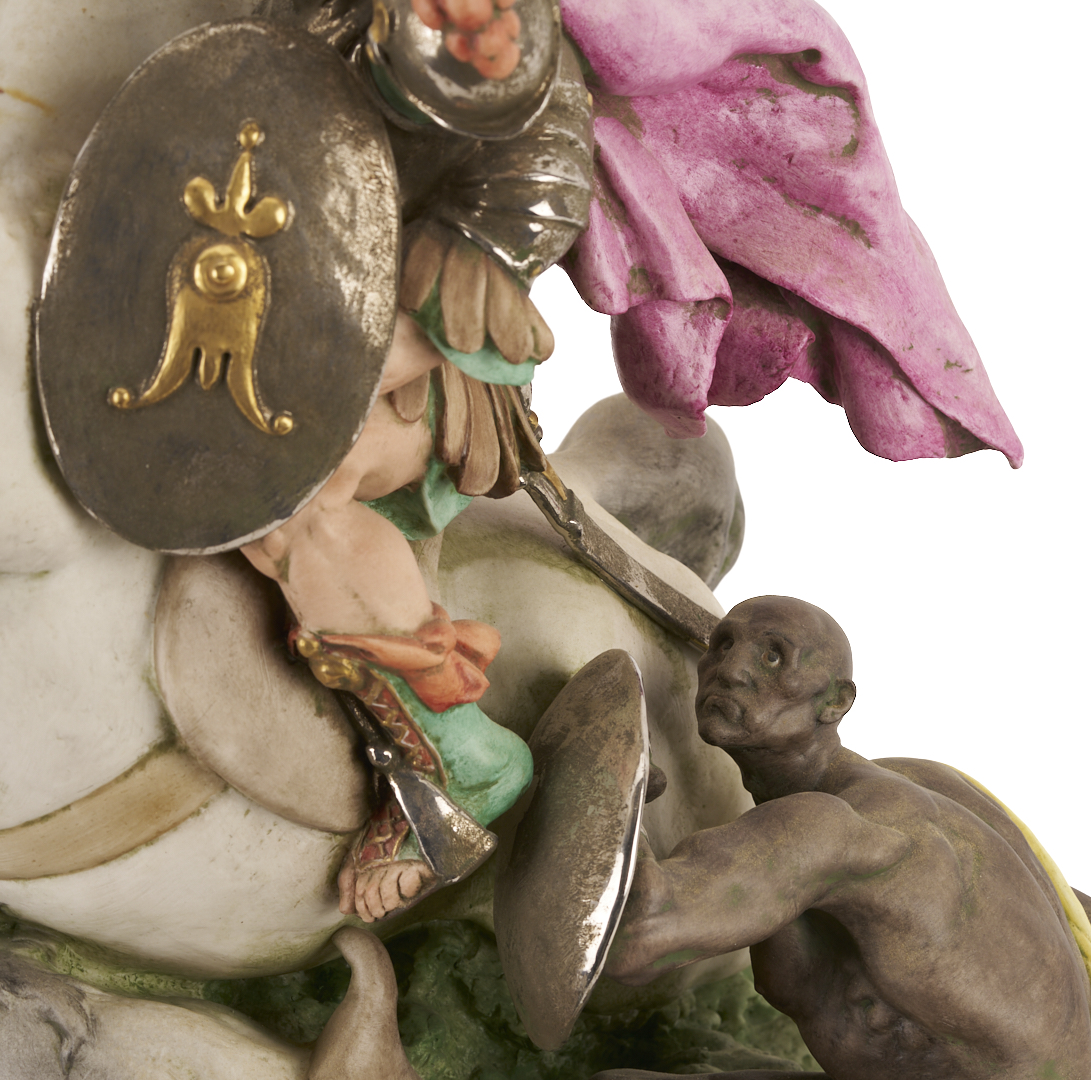 Lot 781: Large Capodimonte Ceramic Battle Sculpture