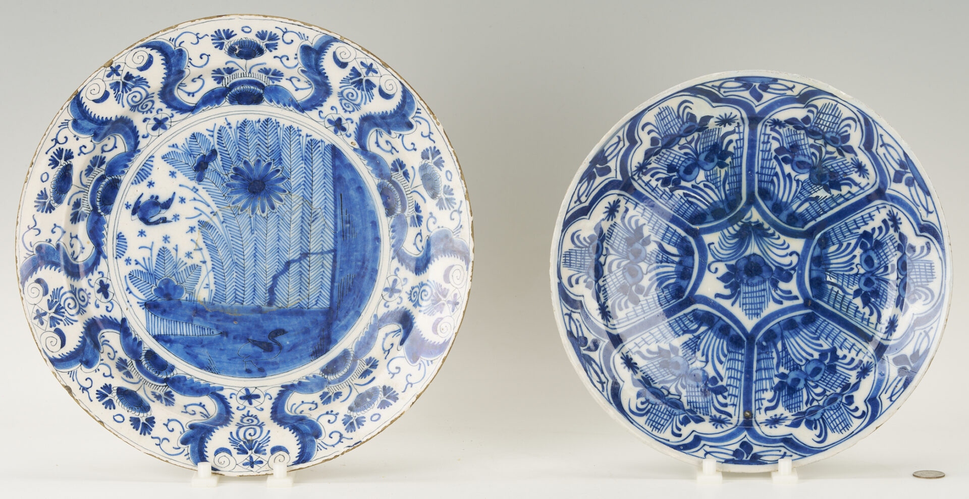 Lot 782: 2 Delft Blue and White Kraak Style Chargers