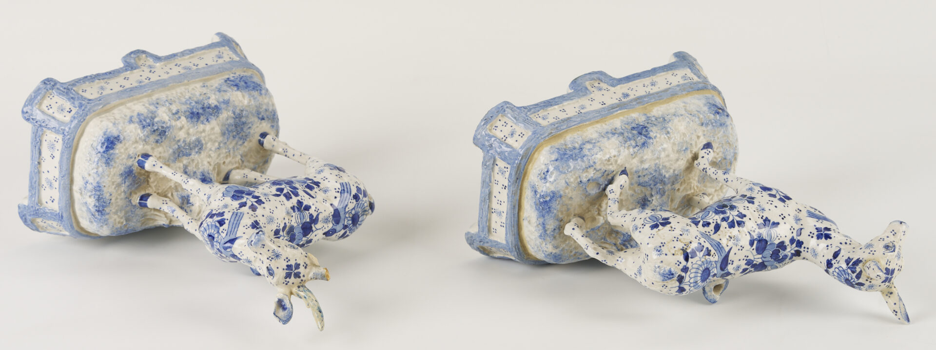 Lot 783: Pair of Delft Deer Figures