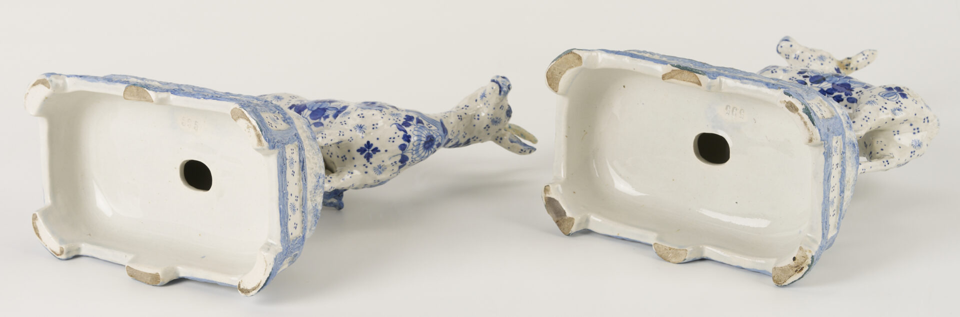 Lot 783: Pair of Delft Deer Figures