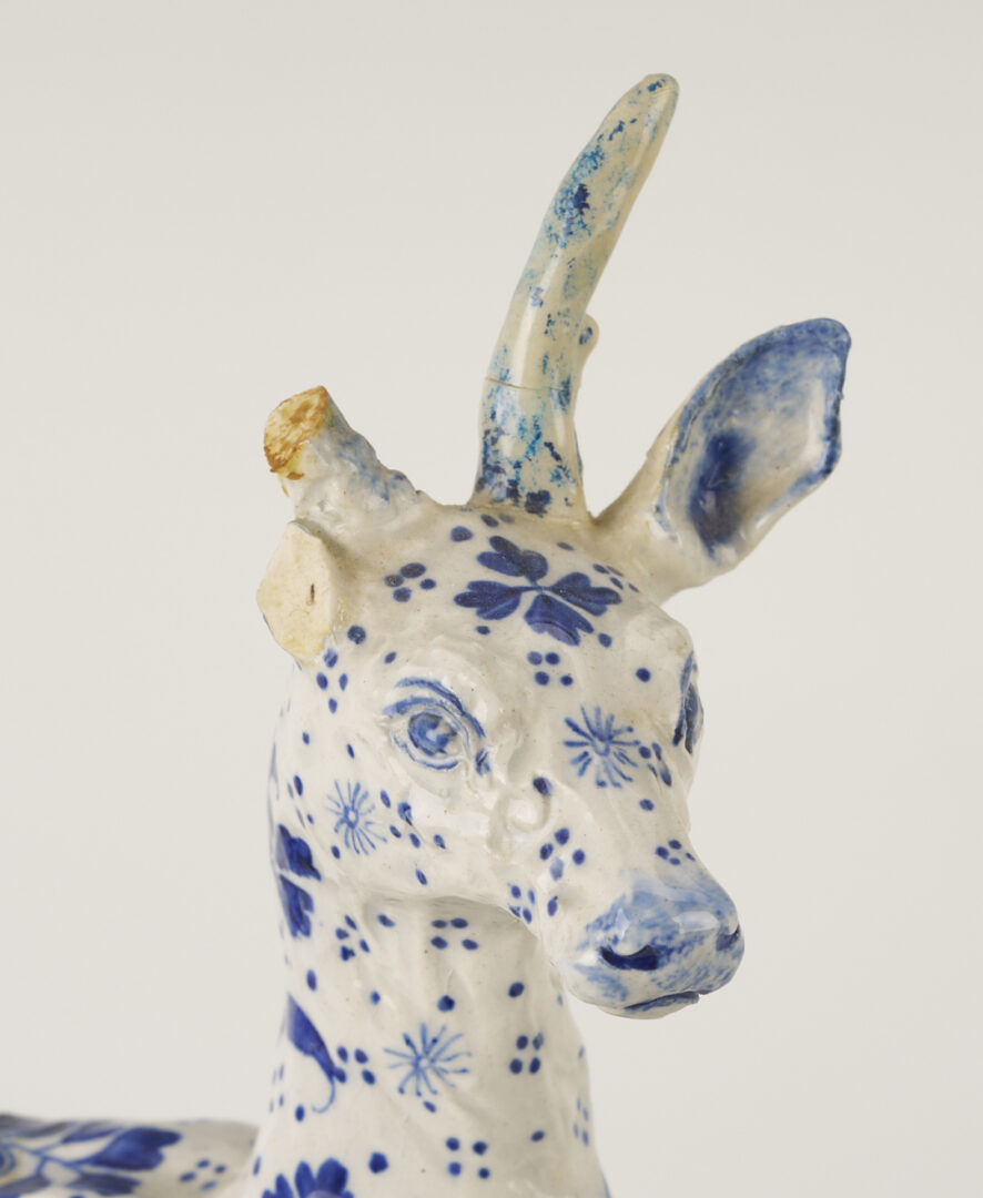 Lot 783: Pair of Delft Deer Figures