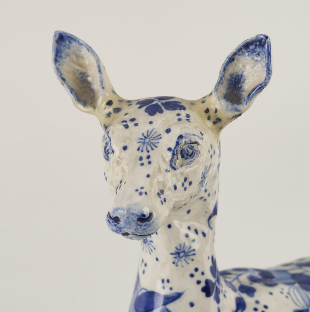 Lot 783: Pair of Delft Deer Figures