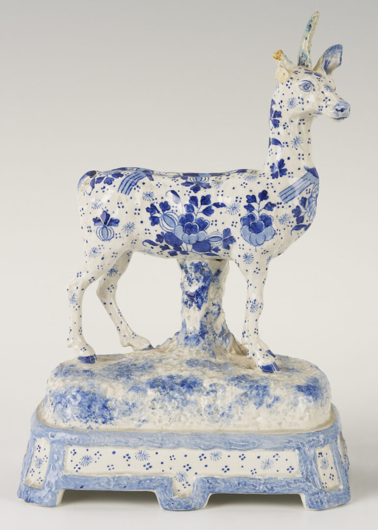Lot 783: Pair of Delft Deer Figures