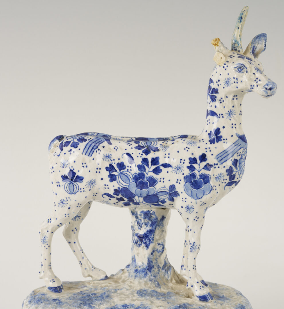 Lot 783: Pair of Delft Deer Figures