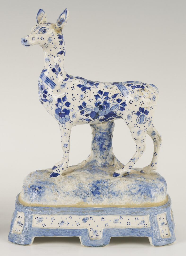 Lot 783: Pair of Delft Deer Figures