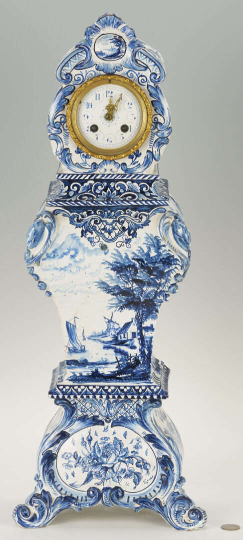 Lot 784: Large Delft Clock, Japy Freres Movement