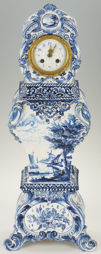 Lot 784: Large Delft Clock, Japy Freres Movement