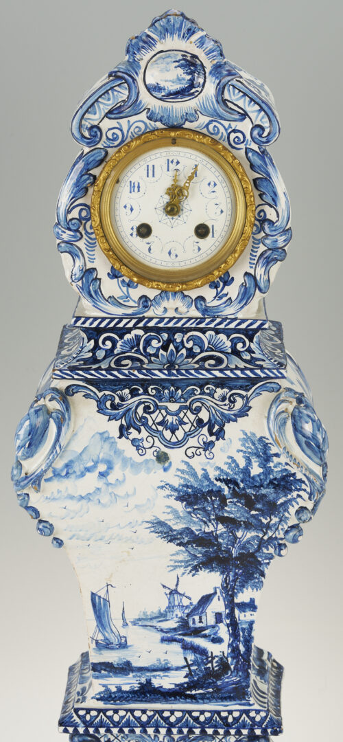Lot 784: Large Delft Clock, Japy Freres Movement