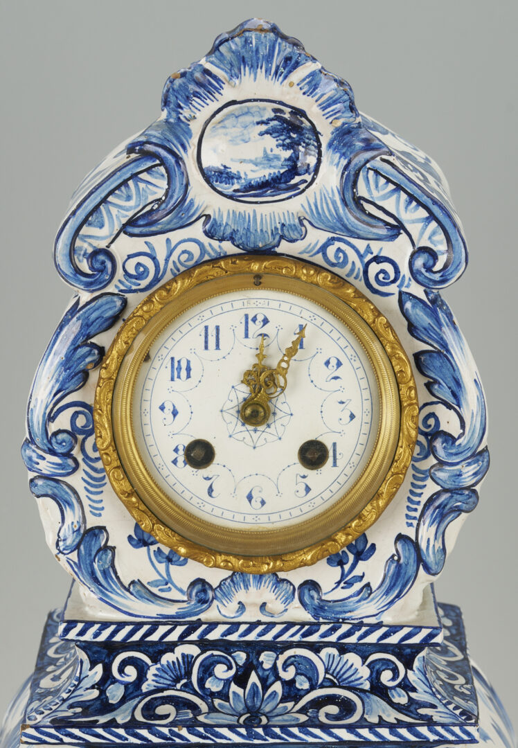 Lot 784: Large Delft Clock, Japy Freres Movement