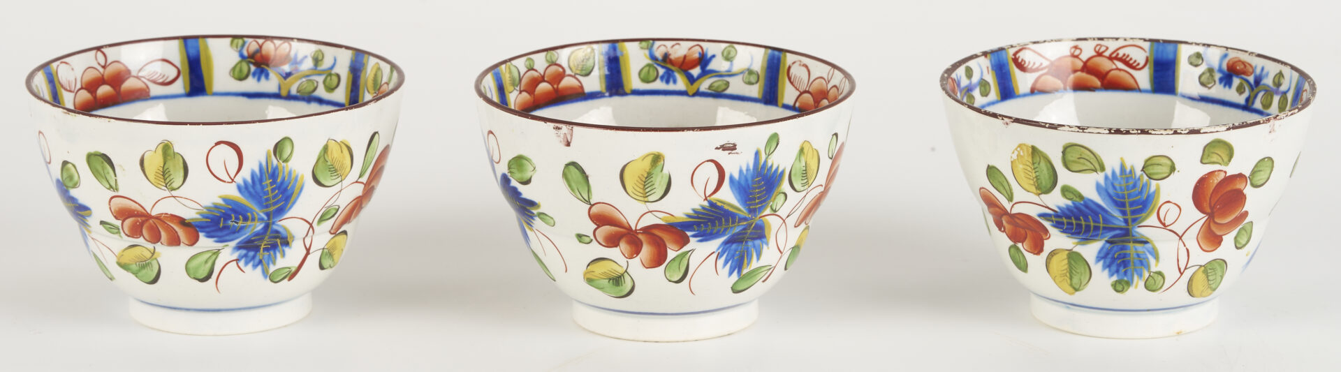 Lot 788: 9 pieces Gaudy Dutch: Plates, Cups, Saucers