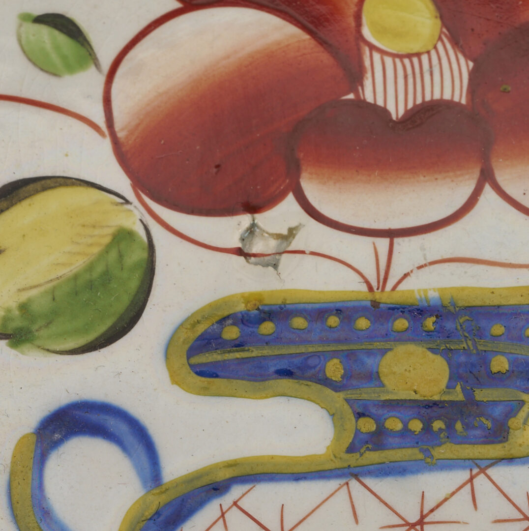 Lot 788: 9 pieces Gaudy Dutch: Plates, Cups, Saucers