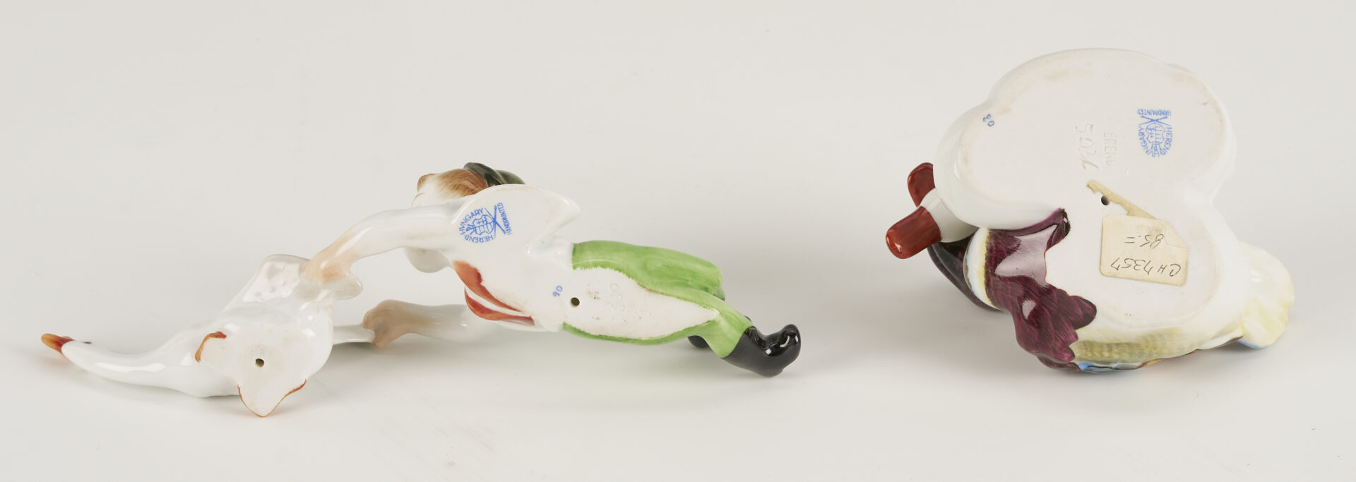 Lot 789: 4 Herend Porcelain Bird Figurines incl. Double Peacock