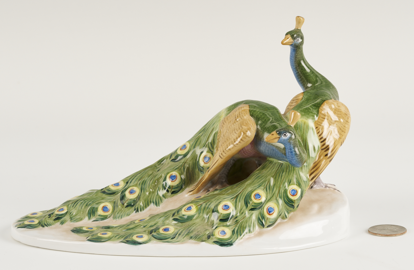 Lot 789: 4 Herend Porcelain Bird Figurines incl. Double Peacock