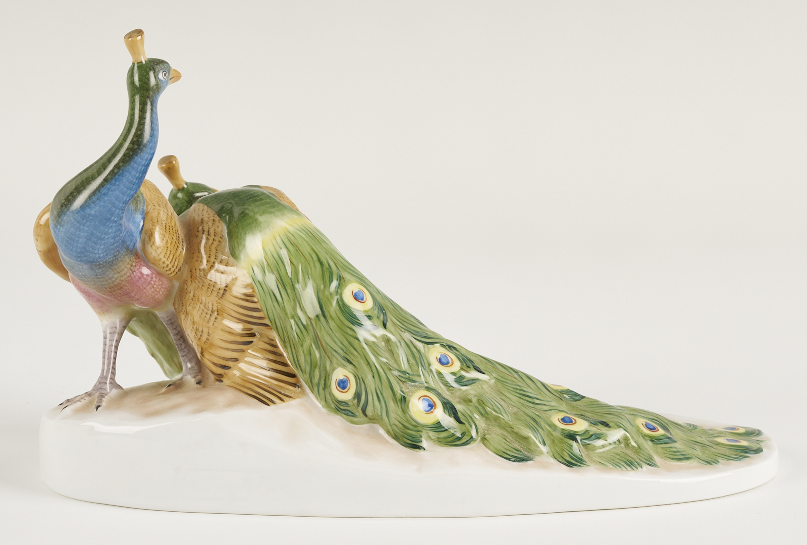 Lot 789: 4 Herend Porcelain Bird Figurines incl. Double Peacock