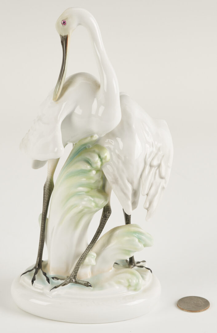 Lot 789: 4 Herend Porcelain Bird Figurines incl. Double Peacock