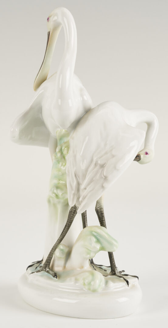 Lot 789: 4 Herend Porcelain Bird Figurines incl. Double Peacock