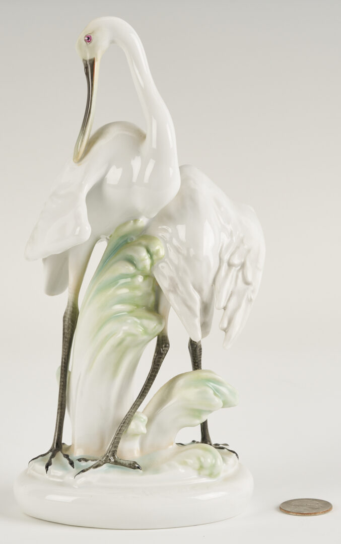 Lot 789: 4 Herend Porcelain Bird Figurines incl. Double Peacock