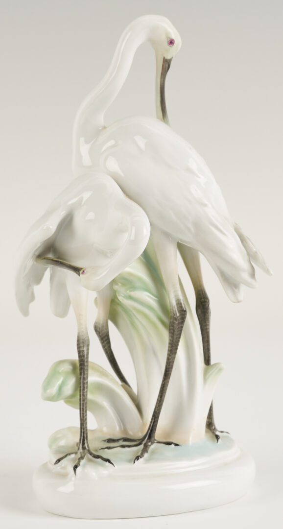 Lot 789: 4 Herend Porcelain Bird Figurines incl. Double Peacock