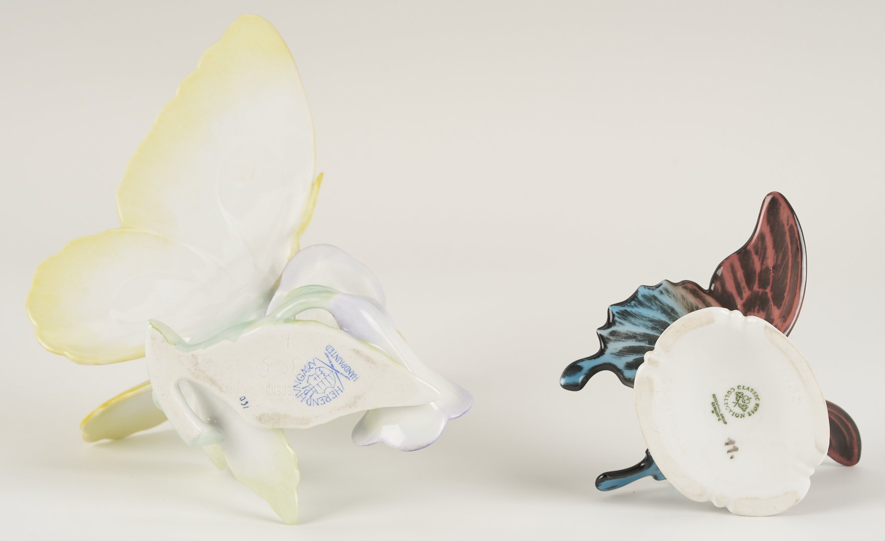Lot 790: 4 Herend Porcelain & 1 Rosenthal Porcelain Insect Figures, incl. Butterflies