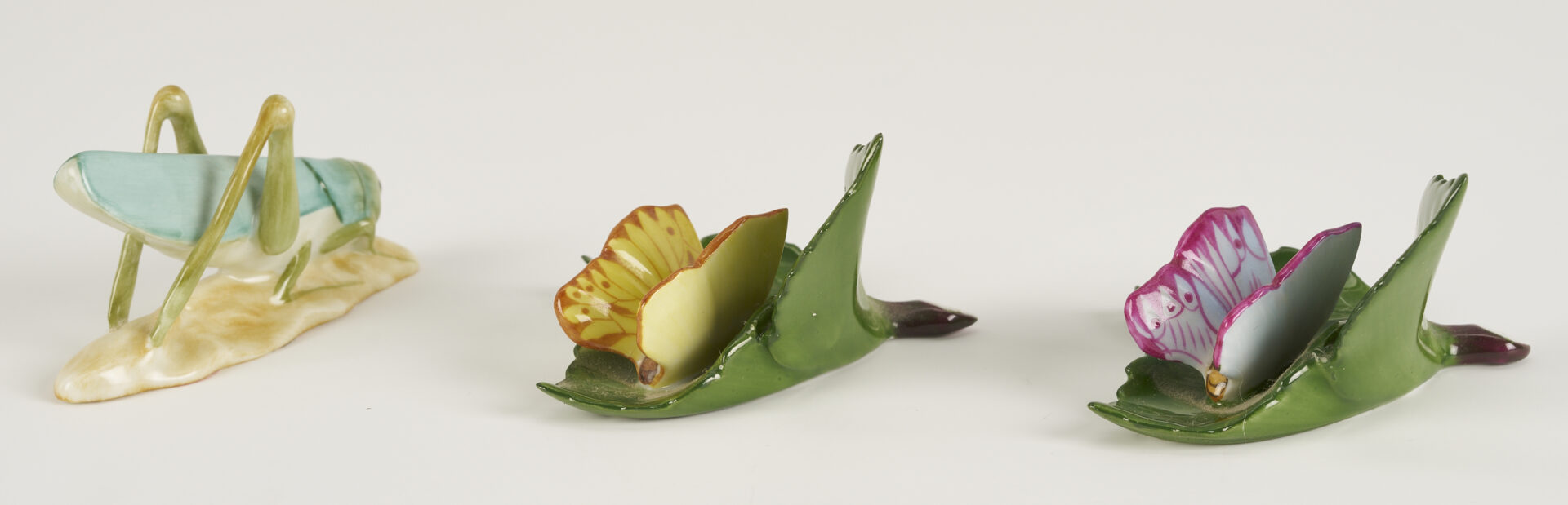 Lot 790: 4 Herend Porcelain & 1 Rosenthal Porcelain Insect Figures, incl. Butterflies