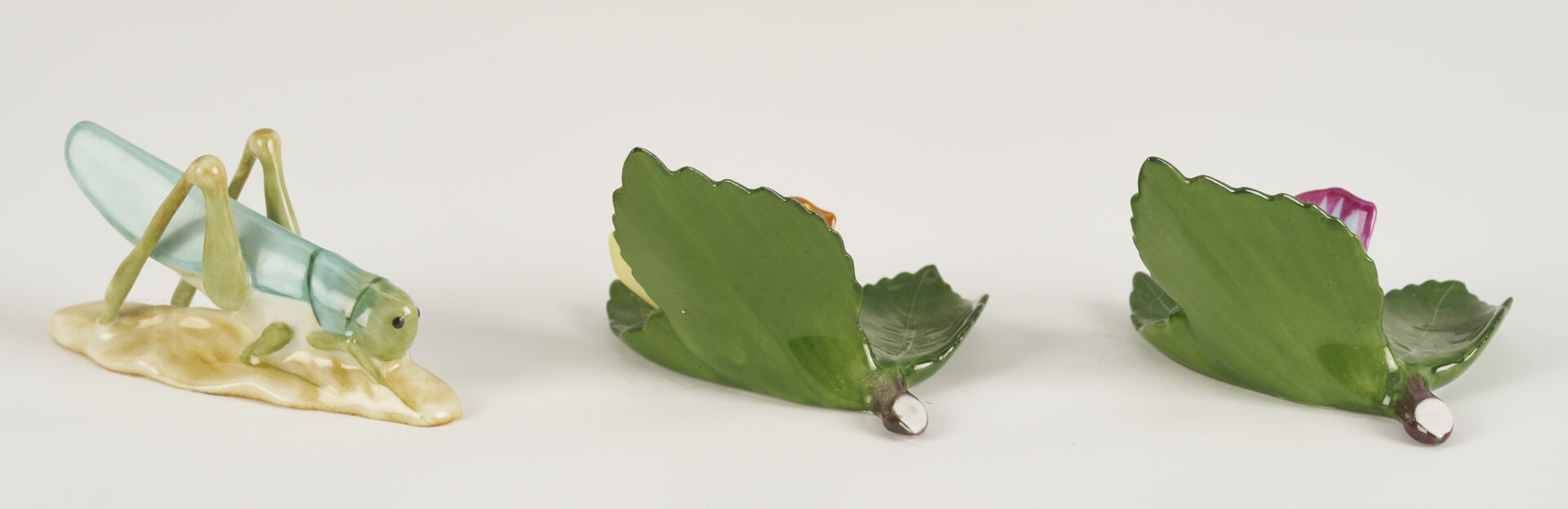 Lot 790: 4 Herend Porcelain & 1 Rosenthal Porcelain Insect Figures, incl. Butterflies