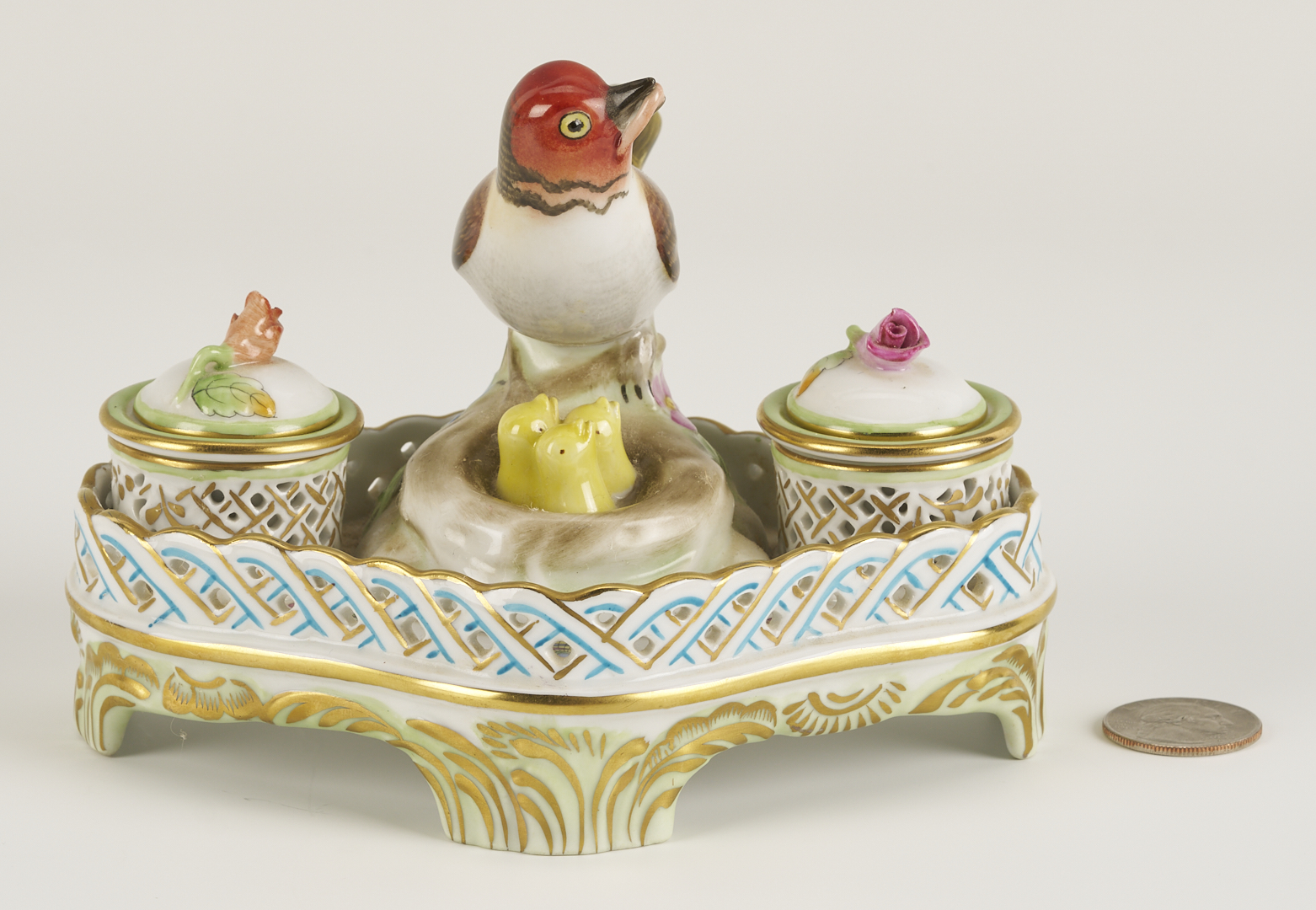 Lot 790: 4 Herend Porcelain & 1 Rosenthal Porcelain Insect Figures, incl. Butterflies