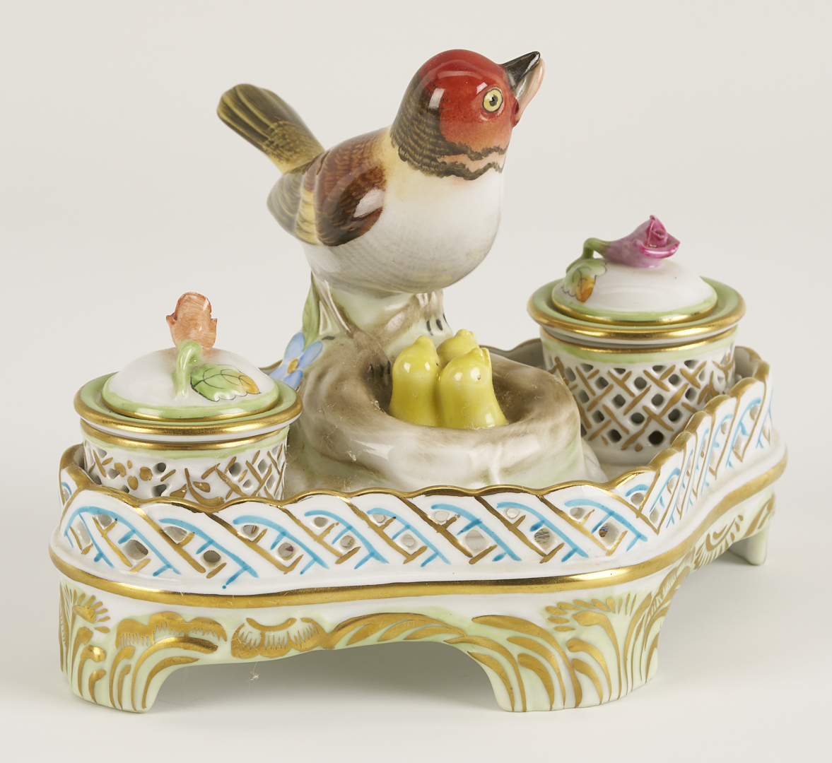 Lot 790: 4 Herend Porcelain & 1 Rosenthal Porcelain Insect Figures, incl. Butterflies