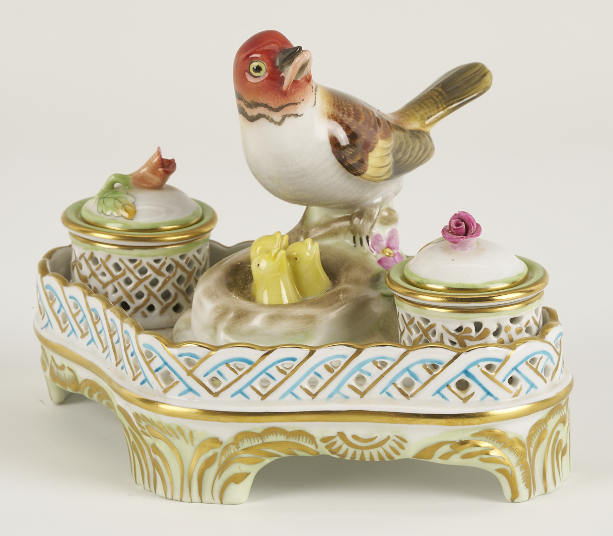 Lot 790: 4 Herend Porcelain & 1 Rosenthal Porcelain Insect Figures, incl. Butterflies