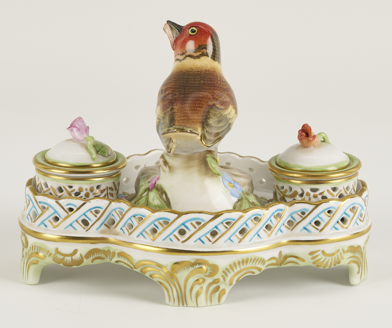 Lot 790: 4 Herend Porcelain & 1 Rosenthal Porcelain Insect Figures, incl. Butterflies