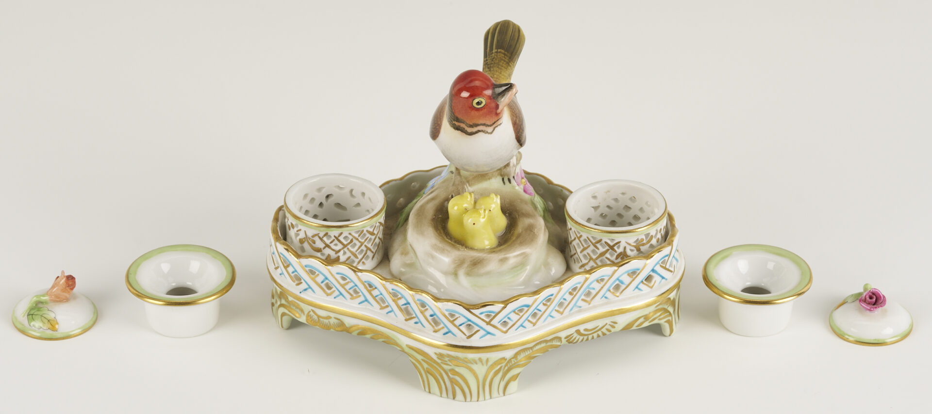 Lot 790: 4 Herend Porcelain & 1 Rosenthal Porcelain Insect Figures, incl. Butterflies