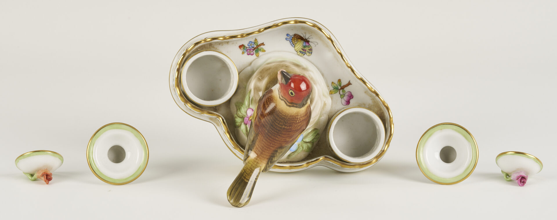 Lot 790: 4 Herend Porcelain & 1 Rosenthal Porcelain Insect Figures, incl. Butterflies