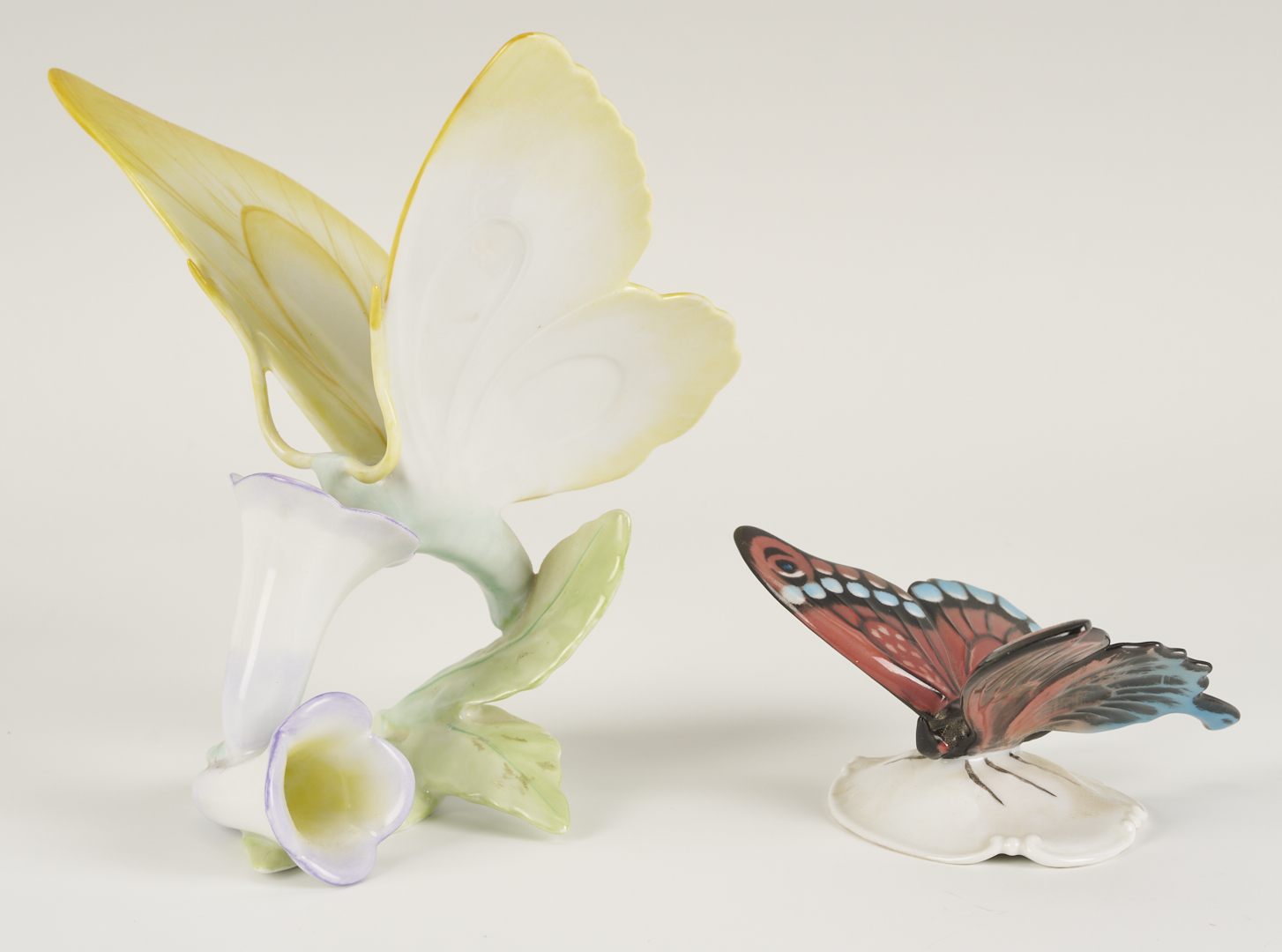 Lot 790: 4 Herend Porcelain & 1 Rosenthal Porcelain Insect Figures, incl. Butterflies