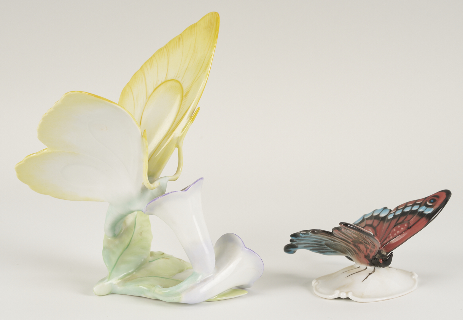 Lot 790: 4 Herend Porcelain & 1 Rosenthal Porcelain Insect Figures, incl. Butterflies