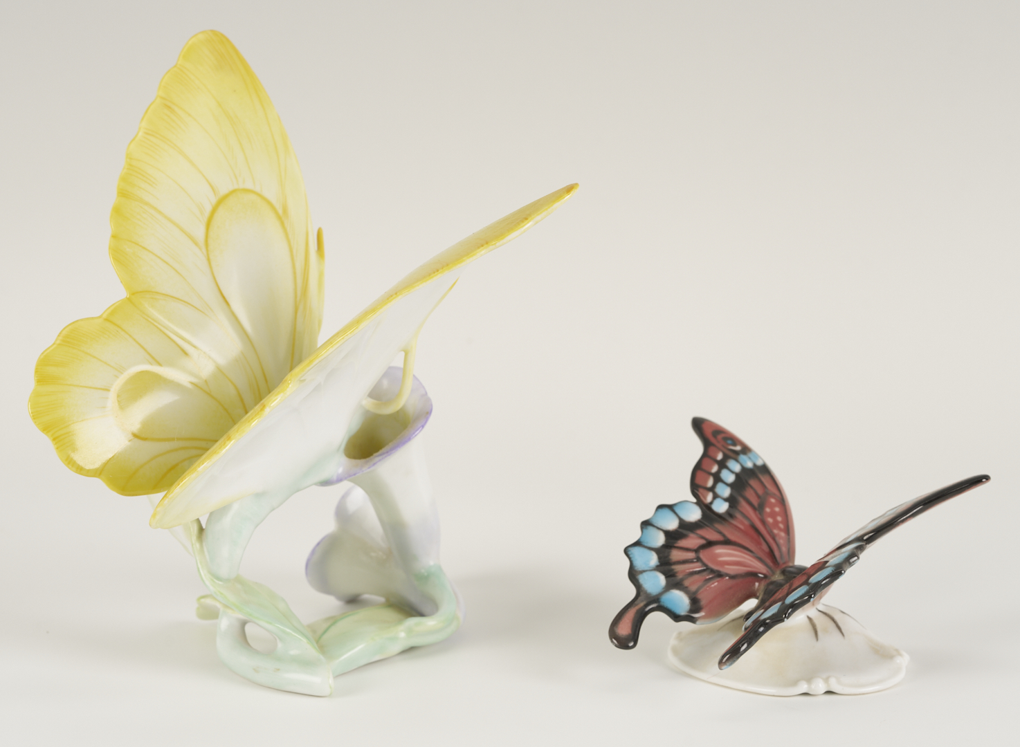 Lot 790: 4 Herend Porcelain & 1 Rosenthal Porcelain Insect Figures, incl. Butterflies