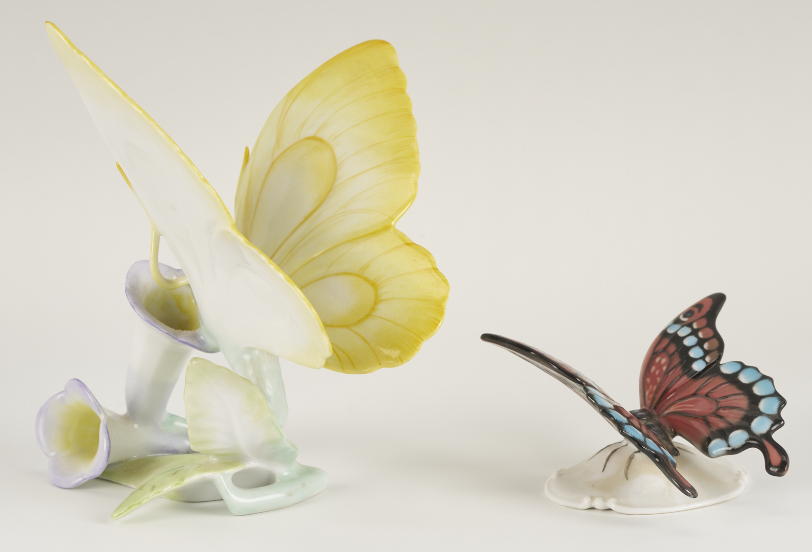 Lot 790: 4 Herend Porcelain & 1 Rosenthal Porcelain Insect Figures, incl. Butterflies