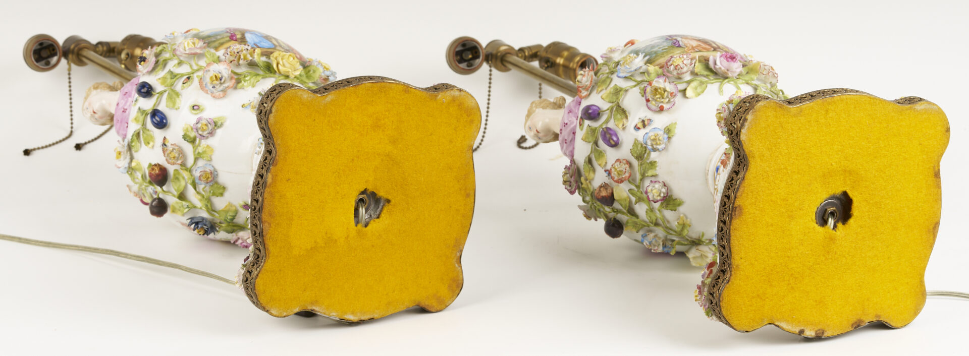 Lot 791: Pair of German Dresden-Style Potpourri Urn Lamps