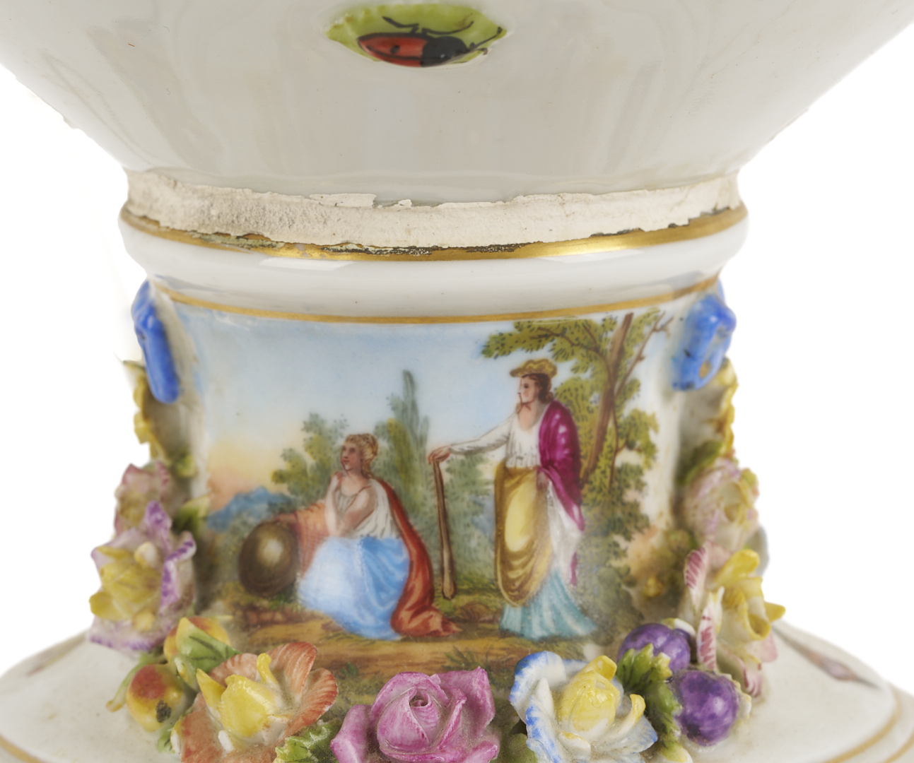 Lot 791: Pair of German Dresden-Style Potpourri Urn Lamps