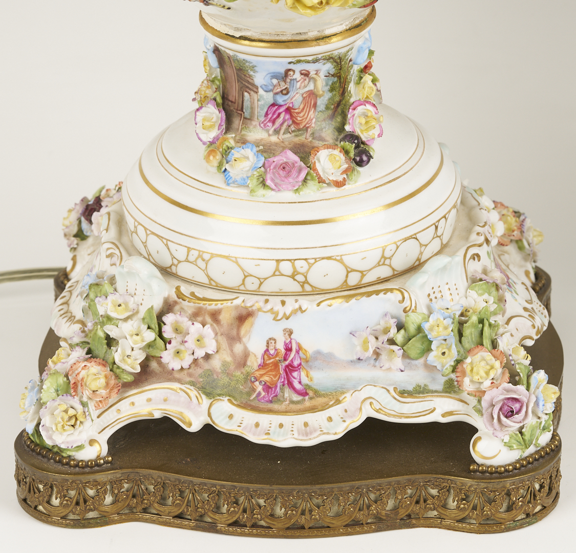 Lot 791: Pair of German Dresden-Style Potpourri Urn Lamps