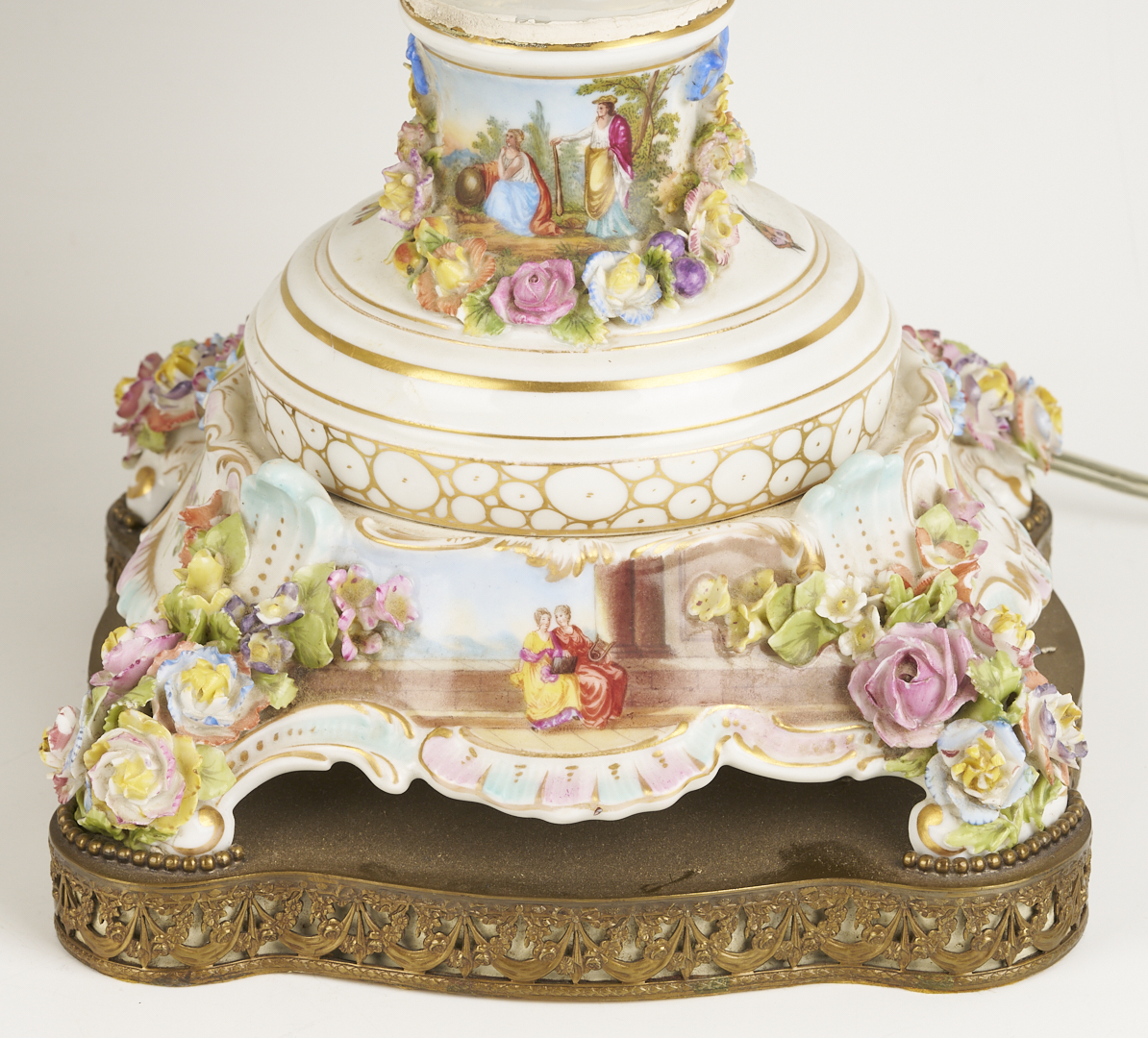 Lot 791: Pair of German Dresden-Style Potpourri Urn Lamps