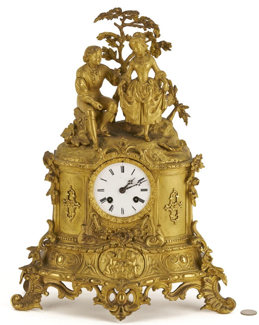 Lot 792: French Figural Gilt Mantel Clock