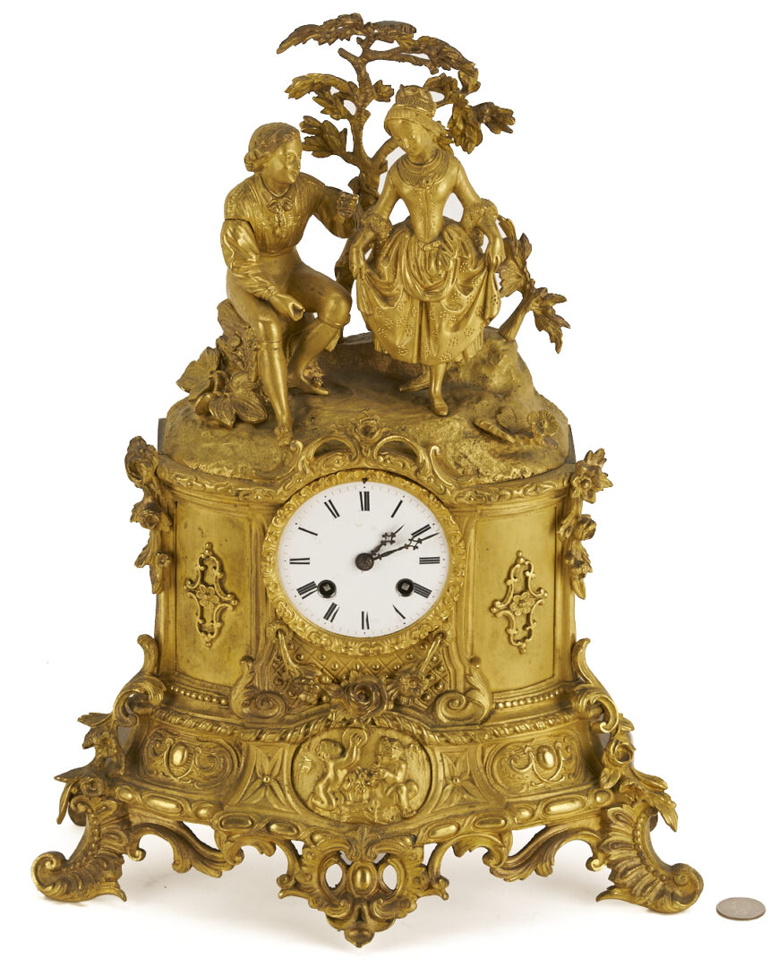 Lot 792: French Figural Gilt Mantel Clock