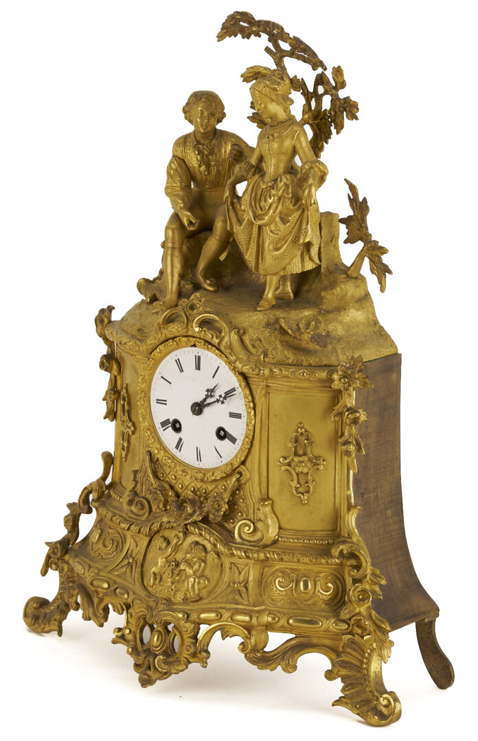 Lot 792: French Figural Gilt Mantel Clock