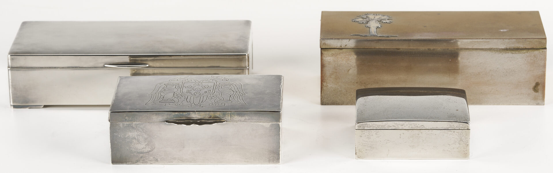 Lot 793: 4 Silver Jewelry Boxes incl. Japanese and Heintz Art Metal