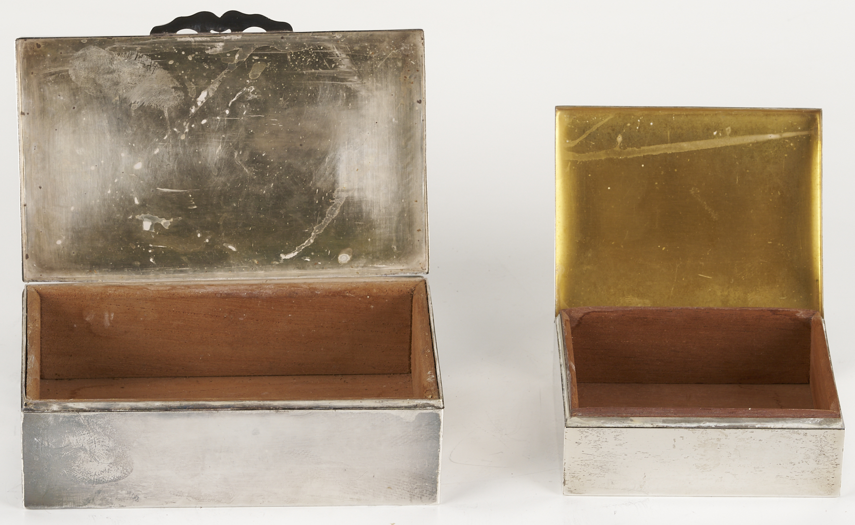 Lot 793: 4 Silver Jewelry Boxes incl. Japanese and Heintz Art Metal