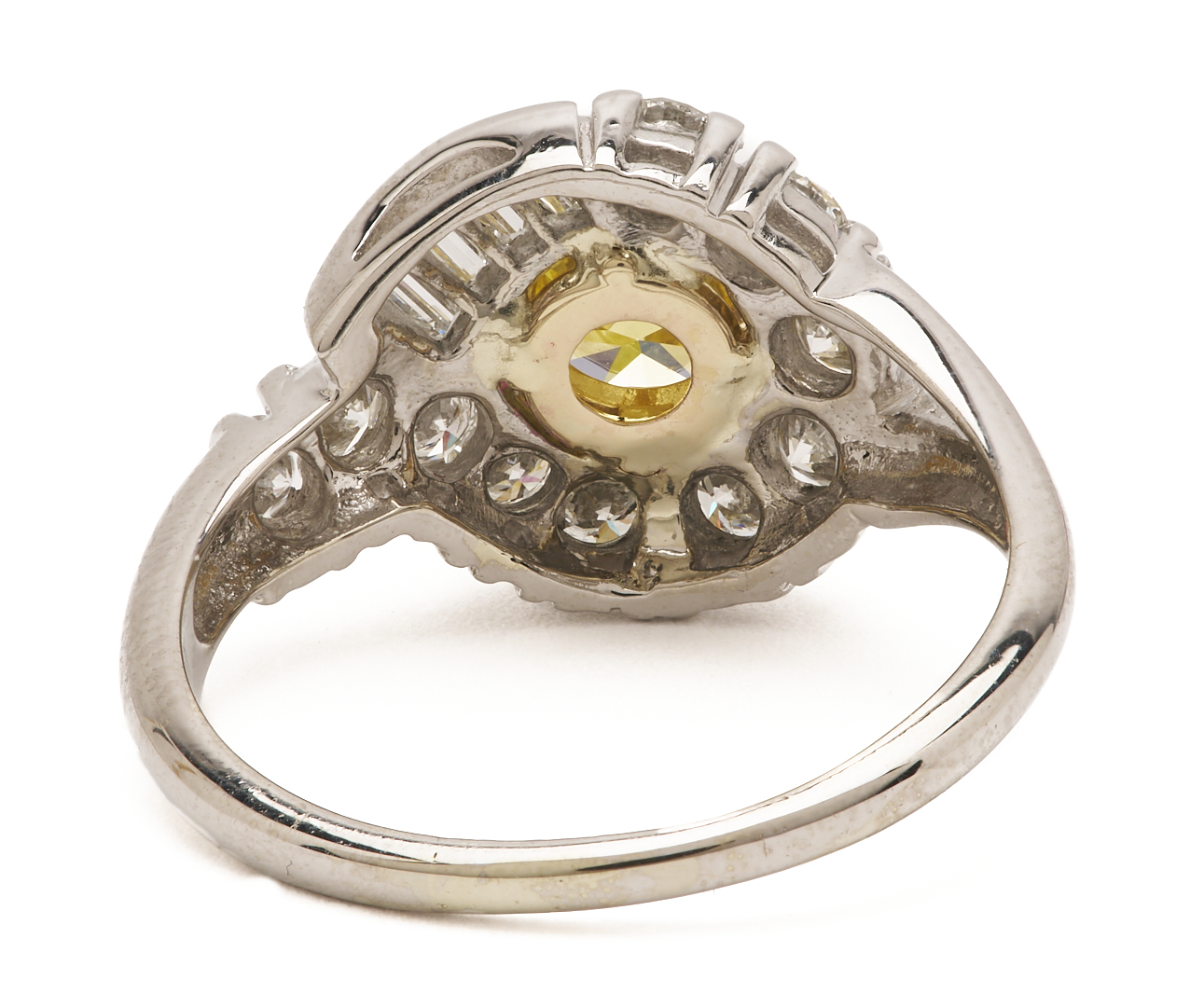 Lot 794: Yellow Diamond Ring w/ White Diamond Setting, GIA Report