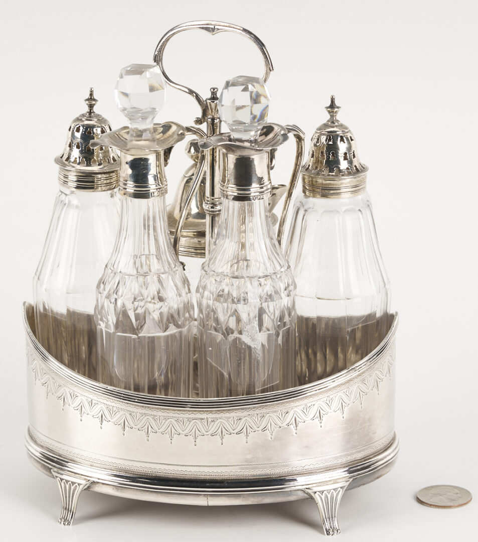 Lot 79: English 18th C. Sterling Cruet Set, Bateman